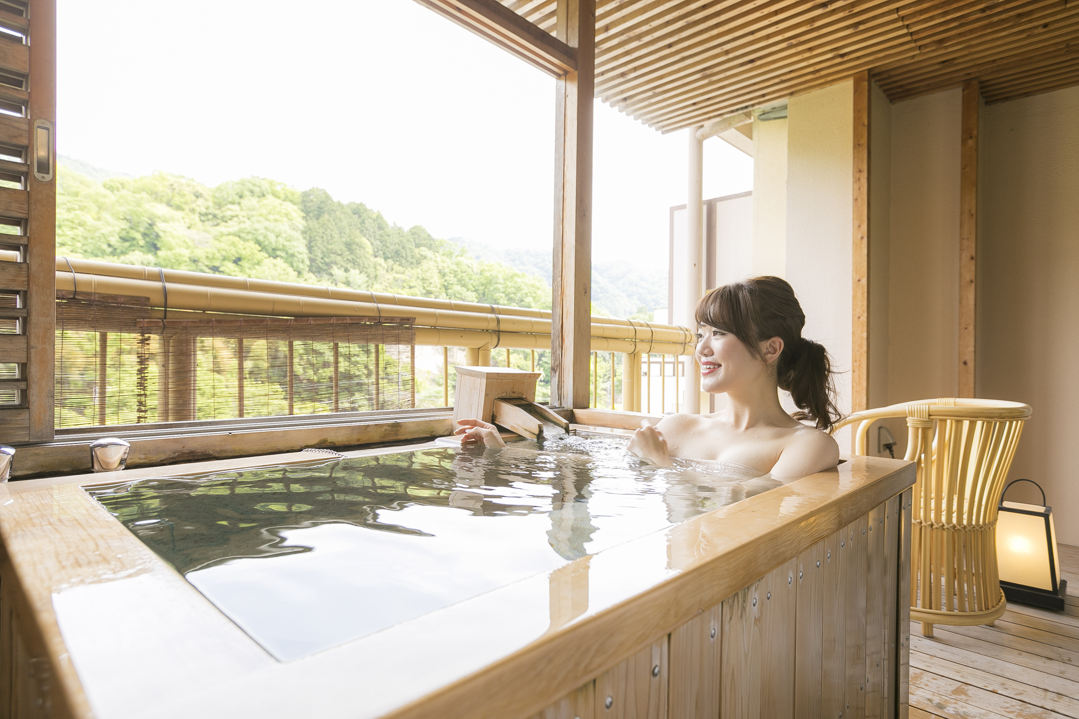 Japanese-Western style room with private open-air bath