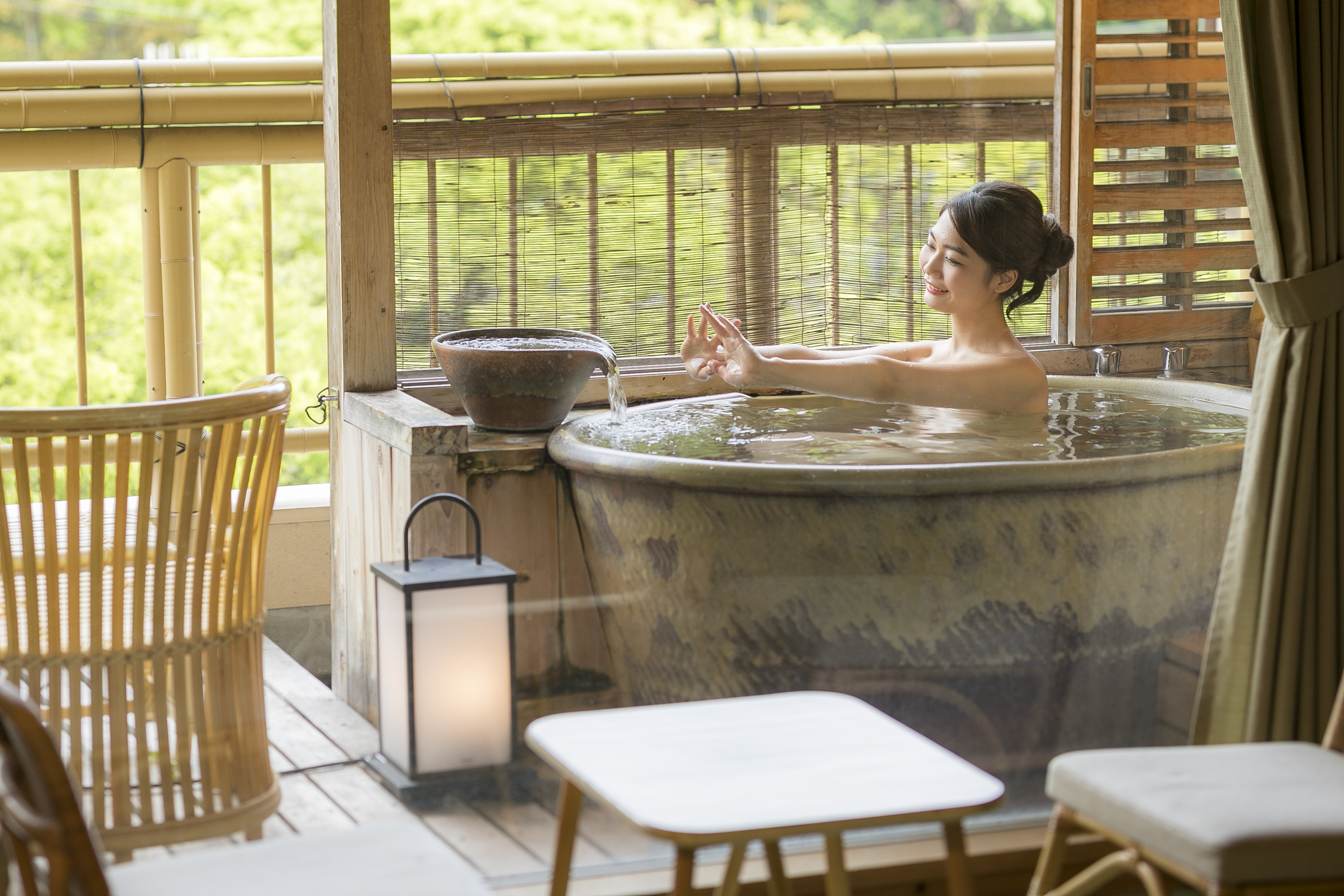 Private open-air bath overlooking the mountains