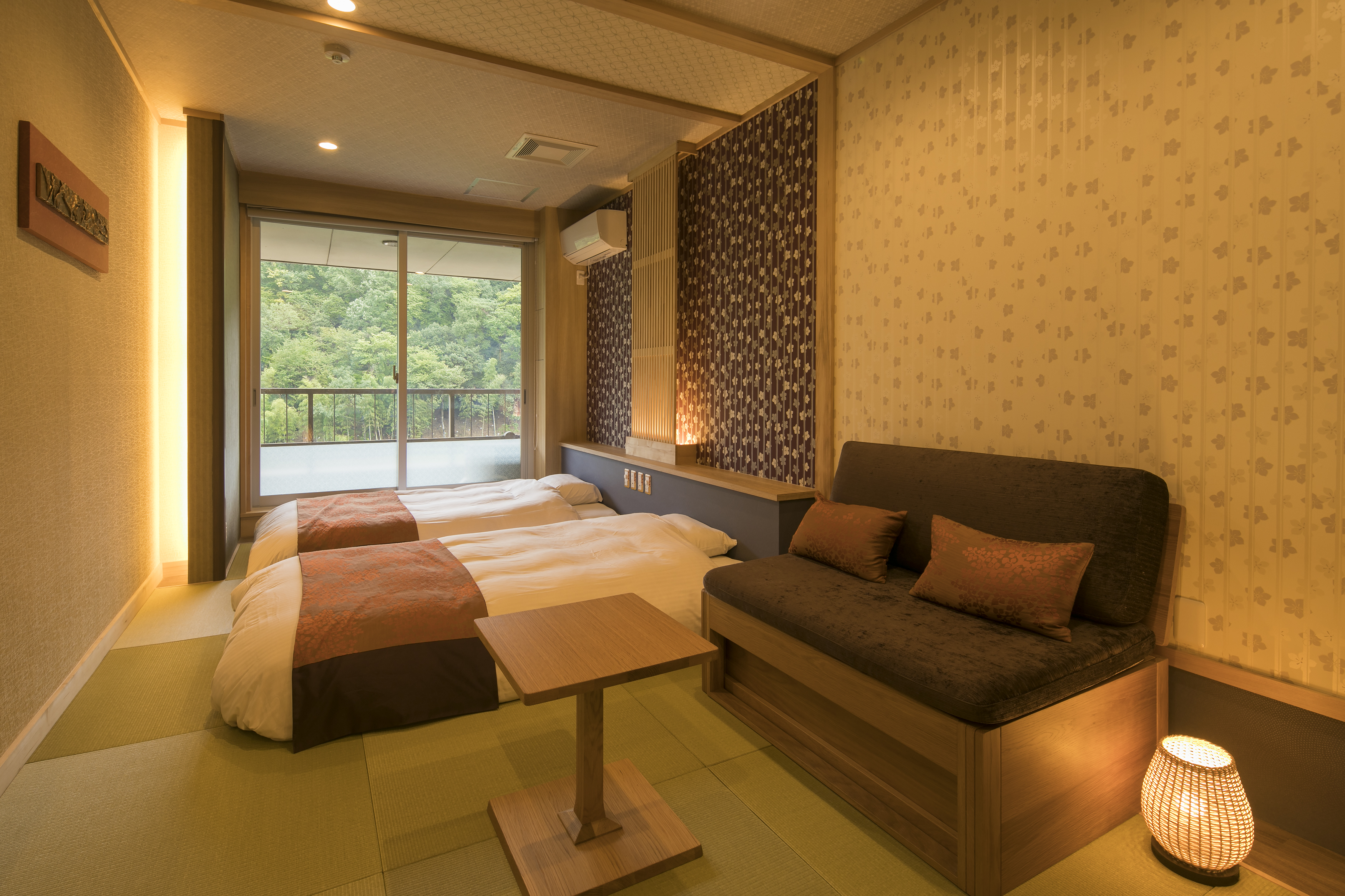 Japanese-style twin room with tatami flooring